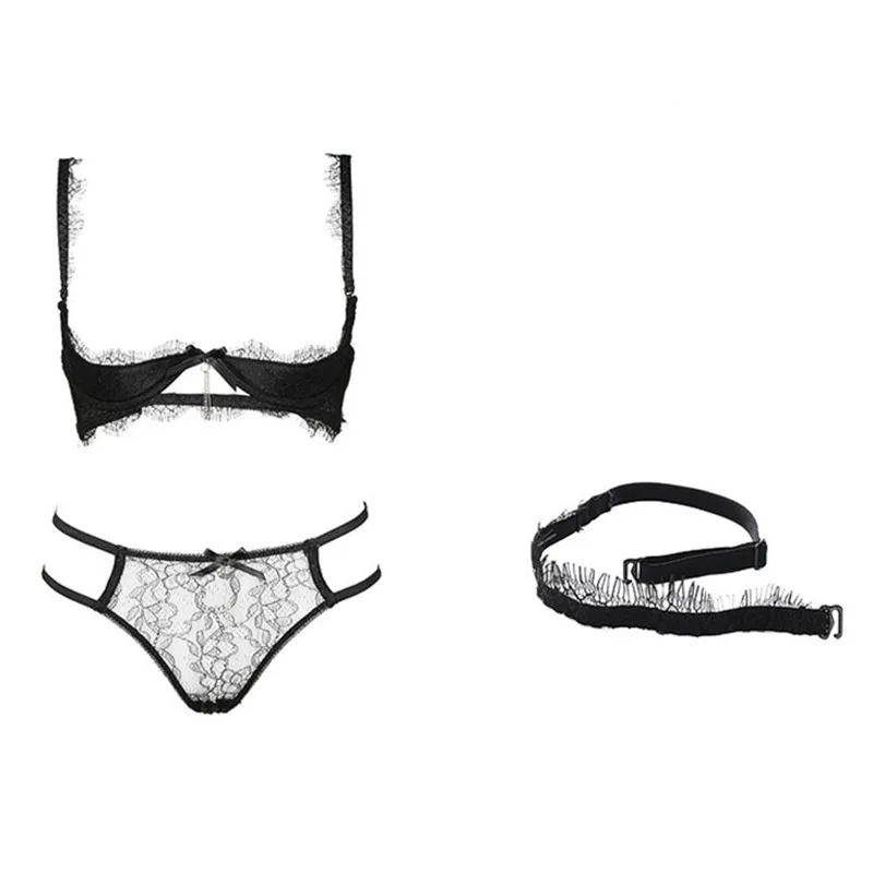 french knickers set Varsbaby women's sexy solid half cup underwear underwire lash lace bra+brief+breast petals bra and panty set cute underwear sets