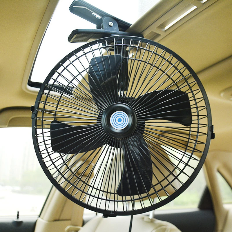 

12V Dashboard Oscillating Vehicle Car Van Truck Home Clip-On Fan 2 Speed Airflow