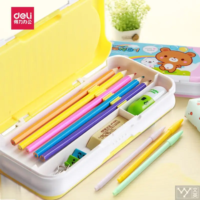 Deli 95585 Cute Plastic Pencil Box Set school stationery supplies