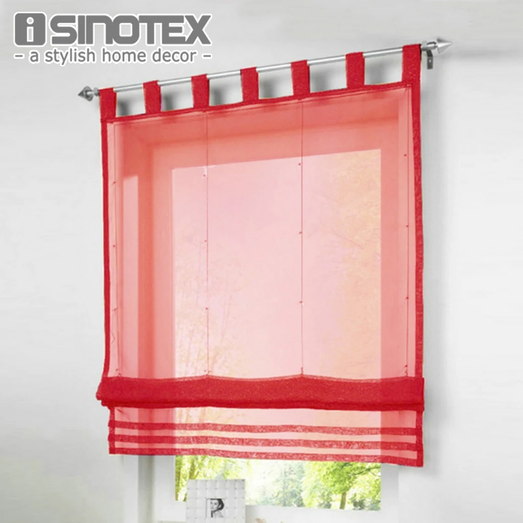 

Roman Curtain Embroidered Sheer Window Panel Drape For Kitchen Living Room Voile Screening Tab Top With Plastic Tubes