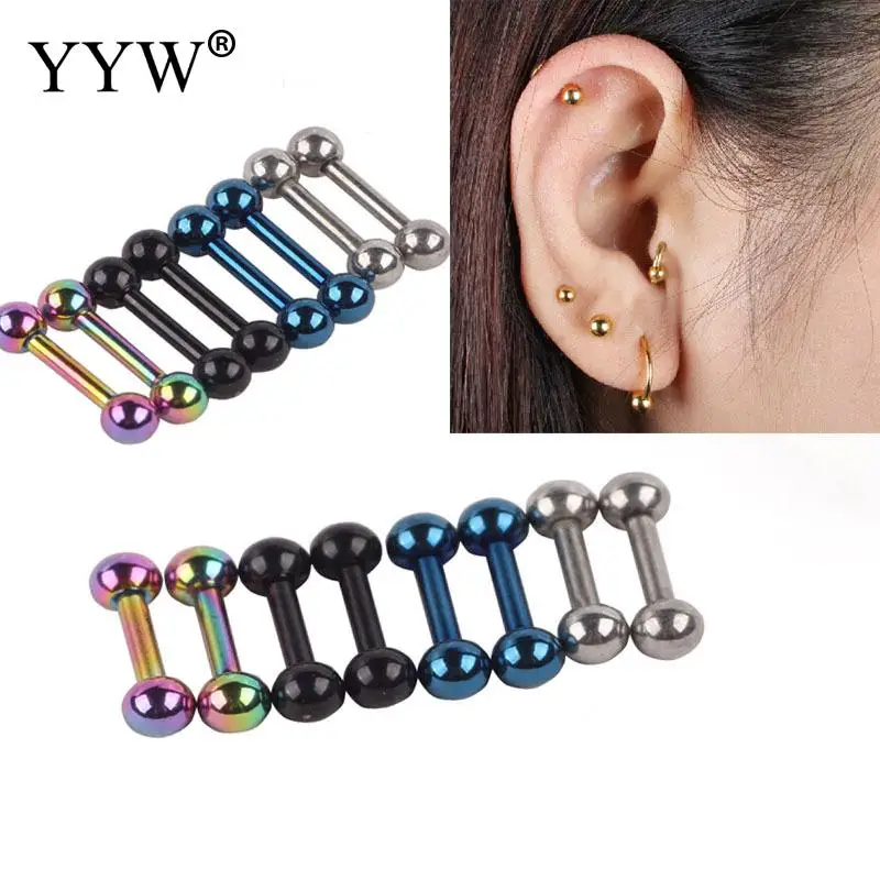 5pcs/Set Unisex Barbell Earring Piercing Stud Fashion