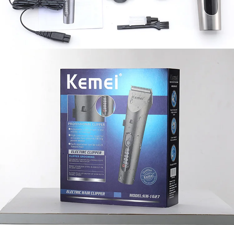 Kemei Professional светодиодные вплетения в волосы триммер электрическая машинка для стрижки волос водостойкая Мужская Беспроводная стрижка