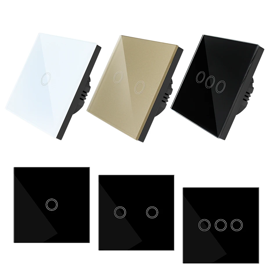 Smart Home Wall Touch Switch Smart Touch On/Off Switch White Gold Black 170-250V 1/2/3-Gang Waterproof Fireproof Smart Home Wall Touch Switch Smart Touch On/Off Switch White Gold Black 170-250V 1/2/3-Gang Waterproof Fireproof