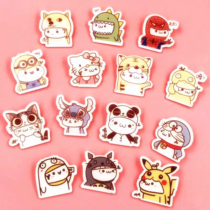 

1Pcs Cute Harajuku Cartoon Acrylic Chi's Cat KT Pikachu Brooch Clothes Backpack Badges Decoration Brooches Pin Icon Kids Gift