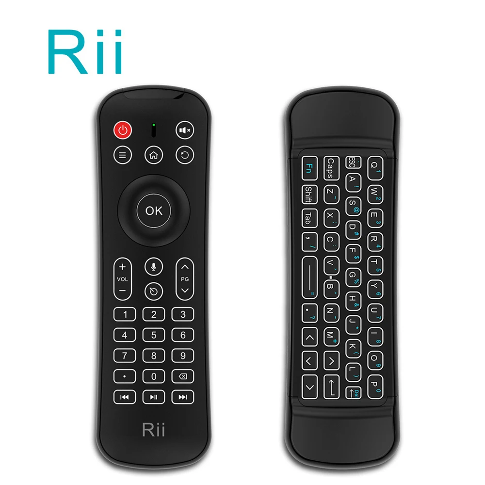 

Rii MX6 Microphone 6 Axis Gyroscope Air Mouse 2.4G Wireless Backlit Keyboard with IR Remote Control for Smart TV Android Box PS3