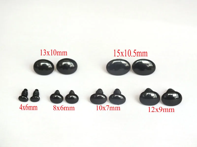 50pcs Black Oval Safety Eyes/ Noses --4x6/6x8/10x7/12x9/13x10/15x10.5mm amigurumi eyes/ plastic eyes for crochet toys and plush