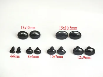 

50pcs Black Oval Safety Eyes/ Noses --4x6/6x8/10x7/12x9/13x10/15x10.5mm amigurumi eyes/ plastic eyes for crochet toys and plush