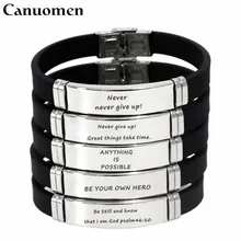 Canuomen все возможно вдохновляющие браслеты гравировка браслет из нержавеющей стали браслеты 5 стилей подарки для мальчика ювелирные изделия