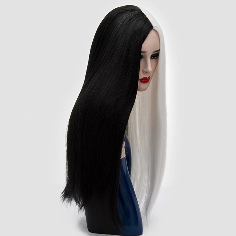 70cm Middle Part Long Straight Wig Synthetic Hair Pink Red Blonde