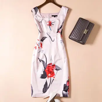 

Women Dress Flower Print Square Collar Sleeveless Mini Casual Dresses D0404