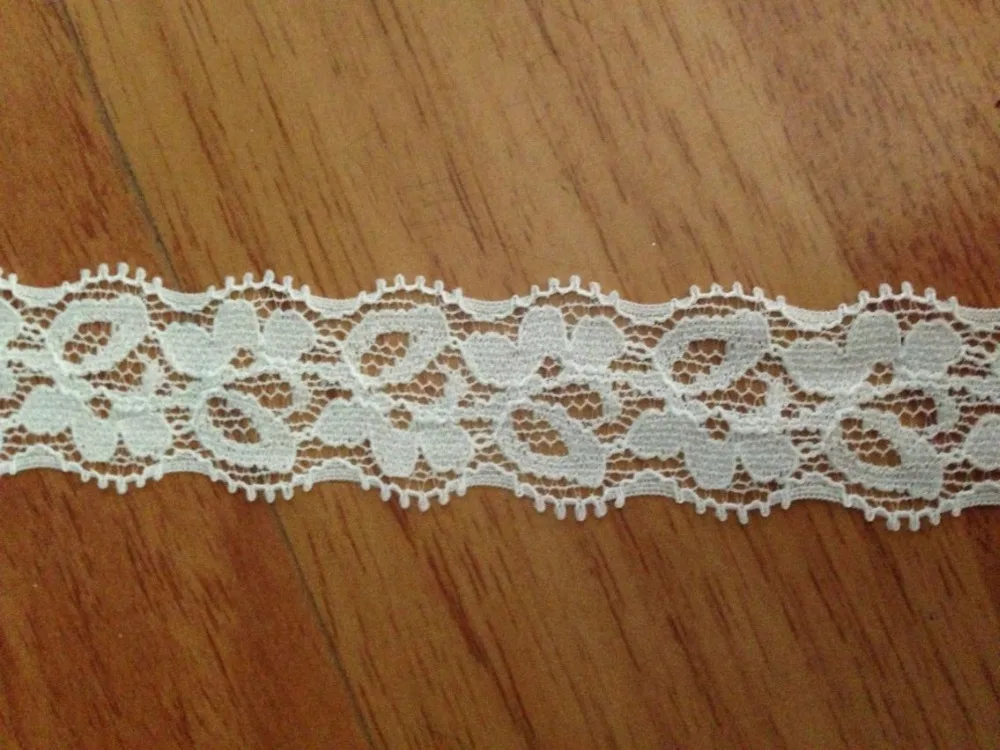 

100feets 2cm 4/5" width ivory lace trim flower pattern elastic zakka nice craft handicaft DIY Sewing garment clothing deocration