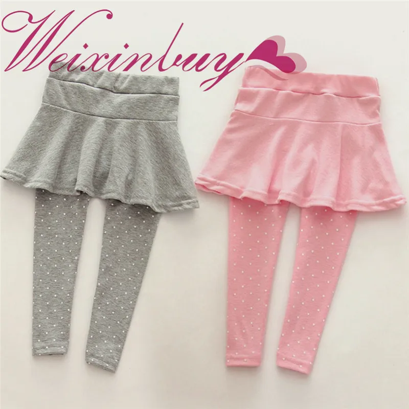 

WEIXINBUY 1-7 Y Toddler Girls Cotton Culottes Render Pantskirt Kids Child Spring Fall Leggings Trousers