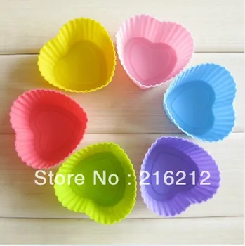 

Love Heart Shape MaFen Cup Silicone Muffin Cake Cupcake Cup Cake Mould Case Bakeware Maker Mold Tray Baking Jumbo