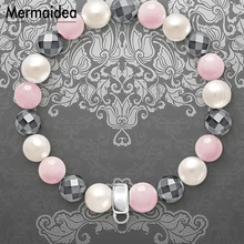 Подвески ID Браслеты пресноводный жемчуг розовые бусы 925 пробы серебро Модные украшения романтический подарок для Для женщин девушки