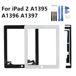 Сенсорный экран дигитайзер для iPad 2 2nd Gen A1395 A1396 A1397 Передняя стеклянная панель + кнопка для дома + Инструменты для ремонта