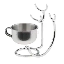 Набор из 2 предметов для мужчин Бритье бороды подставка держатель Органайзер и ручка Чаша кружка набор из нержавеющей стали