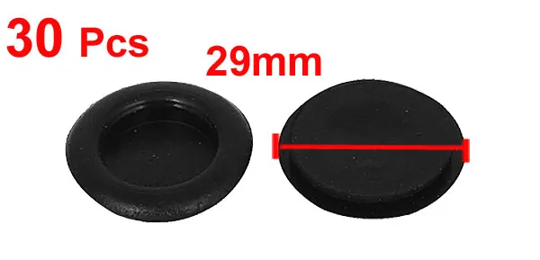 30pcs Black Rubber Closed Blind Blanking Hole Wire Cable Gasket Grommets 22mm
