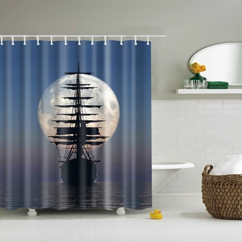 

2018 New Colorful Eco-friendly Sailing Ships Ship's Anchor Polyester High Quality Washable Bath Decor Shower Curtains 13