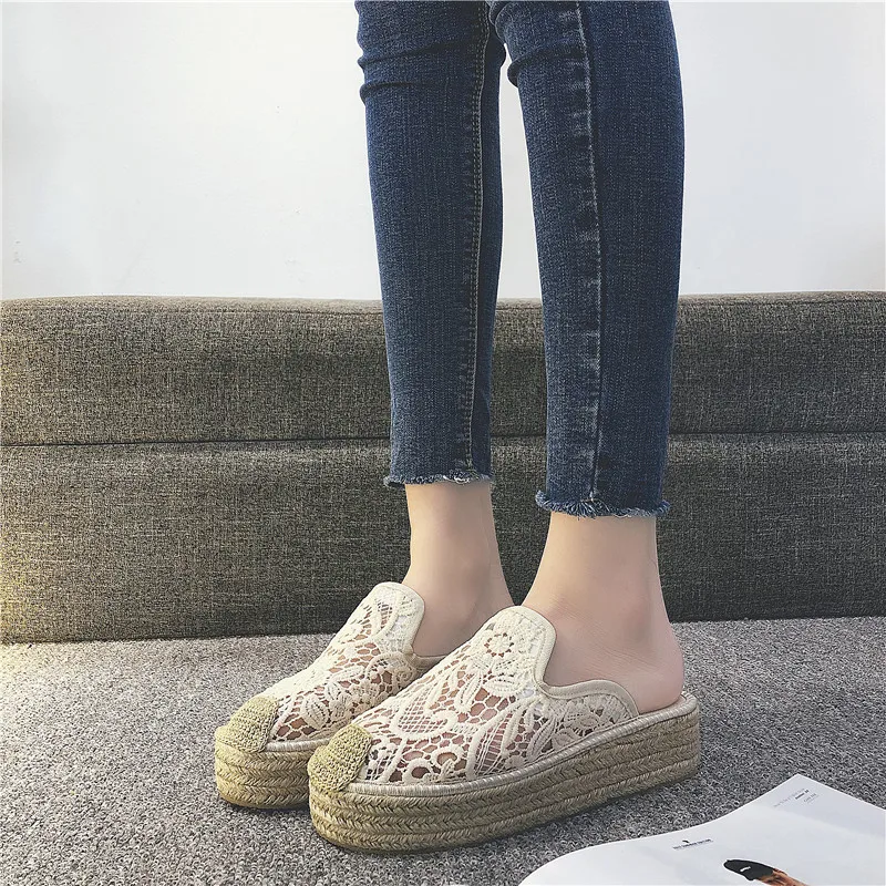 

clogs platform outside mules air mesh closed toe modis rubber slippers female babouche leather slides sandal loafer new 2019