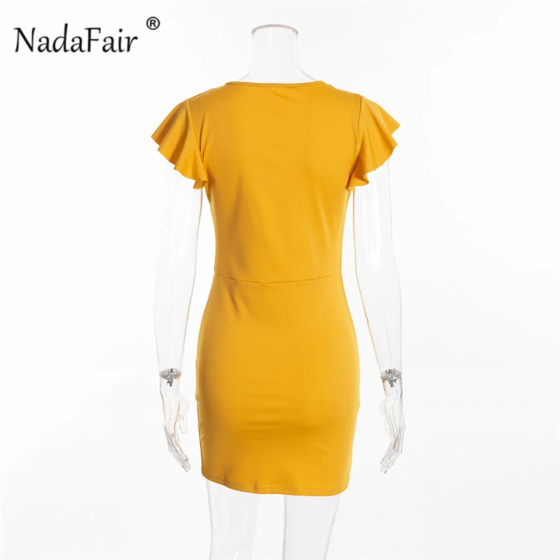 V neck hollow out lace up sexy dress20_