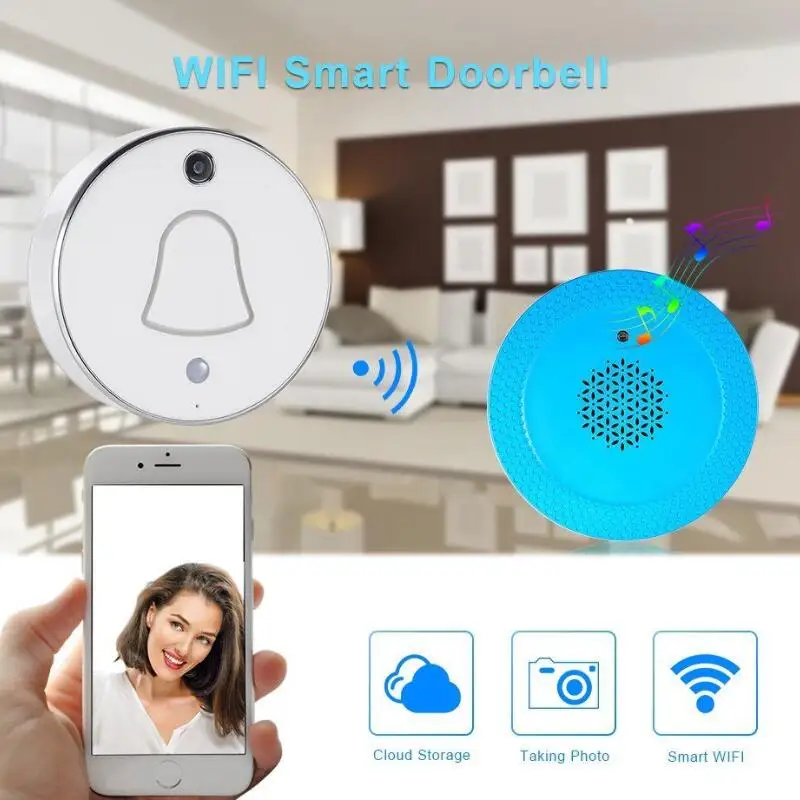 

Smart Wireless WiFi Enabled Camera HD Battery Doorbell Viewer Wifi Free Cloud Storage Photo Video-eye Security Doorbell