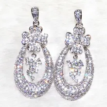 В центре внимания звезд Серьги Крупные капли Супер флэш 426 камень зерна ALW1874