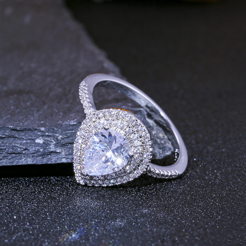 Huitan простая Капля воды обручальное кольцо для женщин с микро мощеной милой грушевидной формы женское кольцо группа Ювелирное кольцо оптом