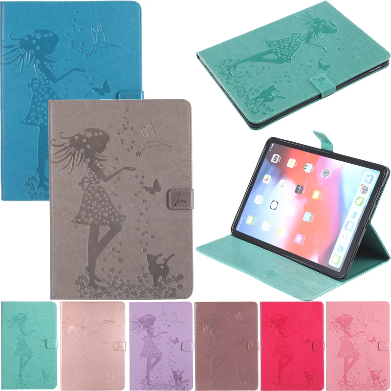 Tablet Funda iPad7 Case Capa For iPad Pro 9.7 2016 Luxury Lady Cat Leather Wallet Magnetic Flip Cover Coque Shell Skin Stand
