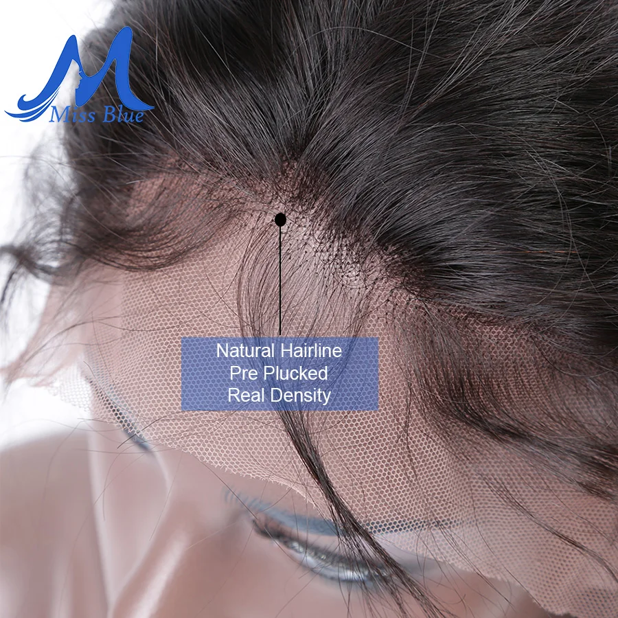 Missblue Малазийские Вьющиеся 360 кружевных фронтальных париков с волосами младенца предварительно сорвал Remy человеческих волос Кружева передние парики для черных женщин