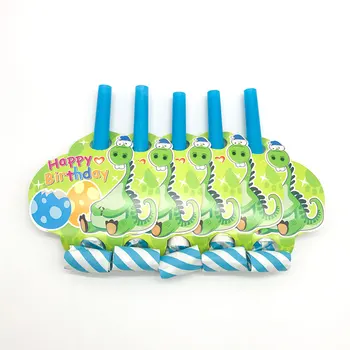 

6pcs/pack Cartoon Dinosaur Blowout Kids Birthday Party Supplies Noise Maker