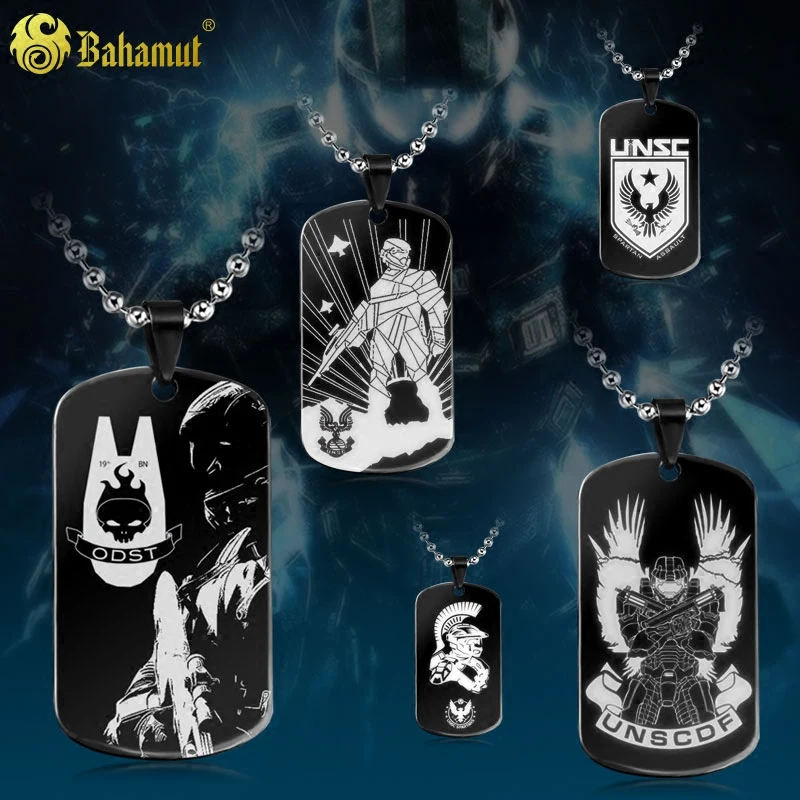 

Bahamut Game Jewelry Halo ODST UNSC Army Dog Tag Necklace Pendant Free With Chain Spartan Assault Titanium Steel Necklace