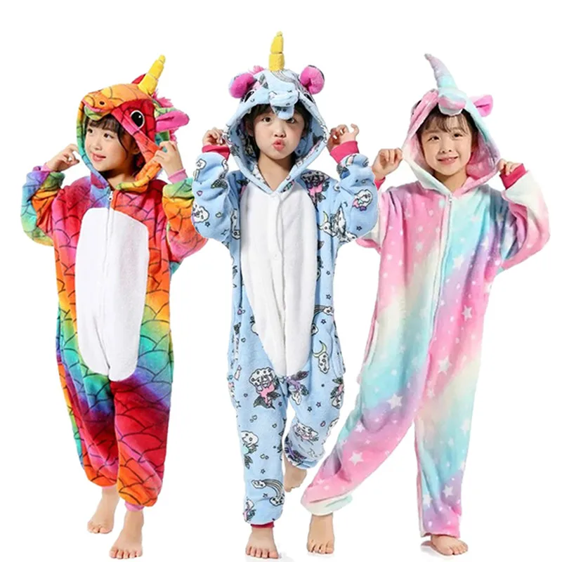 

Kigurumi Pajamas Unicorn Cartoon Anime Cosplay Costumes Girls Boys Winter Onesies Sleepwear Flannel Jumpsuit Children Pajamas