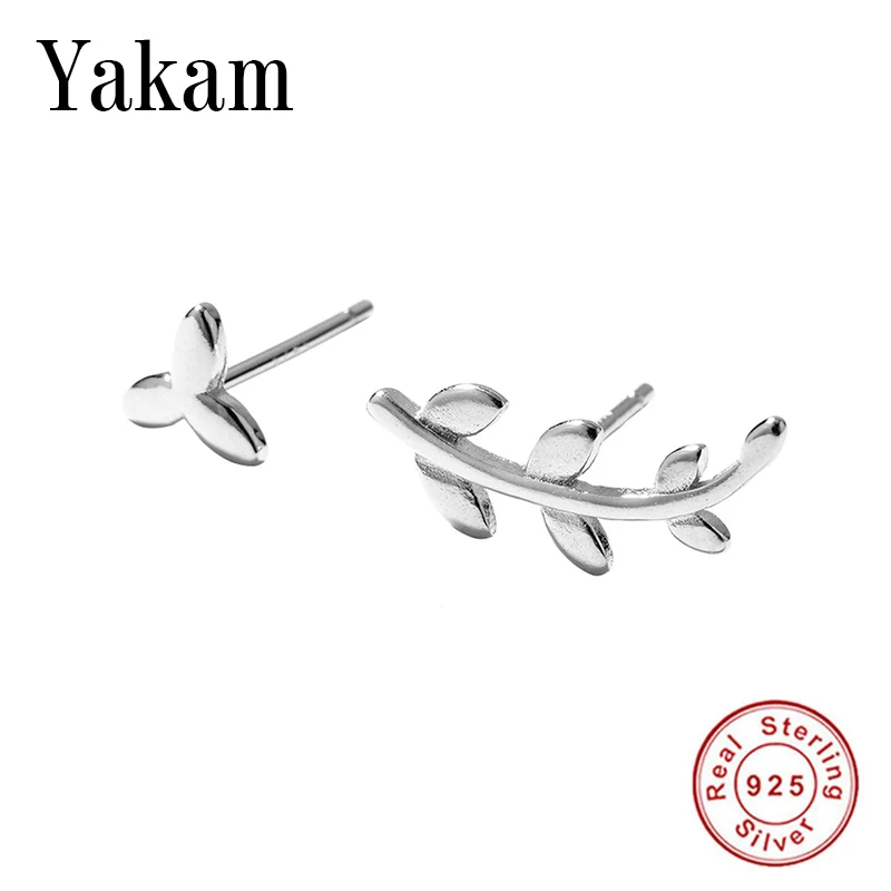 

Fashion Jewelry 925 Sterling Silver Leaves Earrings For Women Girls Berloque Cute Lovely Olive Branch Leaf Stud Earring 2019 NEW