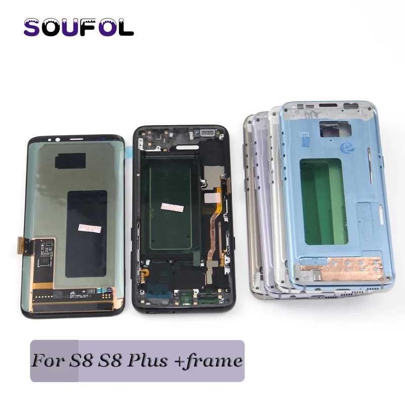 

S8 G950 G950F Display for SAMSUNG Galaxy S8 Screen LCD Touch Digitizer Assembly S8 Plus LCD G955 G955F with frame