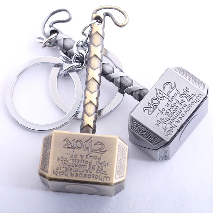 

2019 The Avengers Big Size Thor Hammer Mjolnir Keychain Keyrings Purse Bag Key Chains Holder Men Accessories