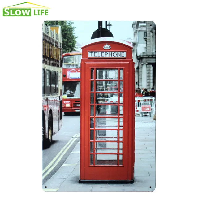London Red Telephone Booth Sign Bar Wall Decor Metal Sign Vintage ... London Red Telephone Booth Sign Bar Wall Decor Metal Sign Vintage ...