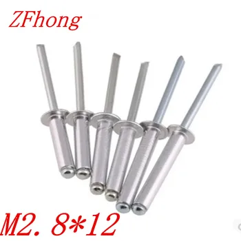 

1000PCS free shipping M2.8*12 m2.8 x 12 Domed round head pop rivets open end round head rivets decoration rivets metal fastners