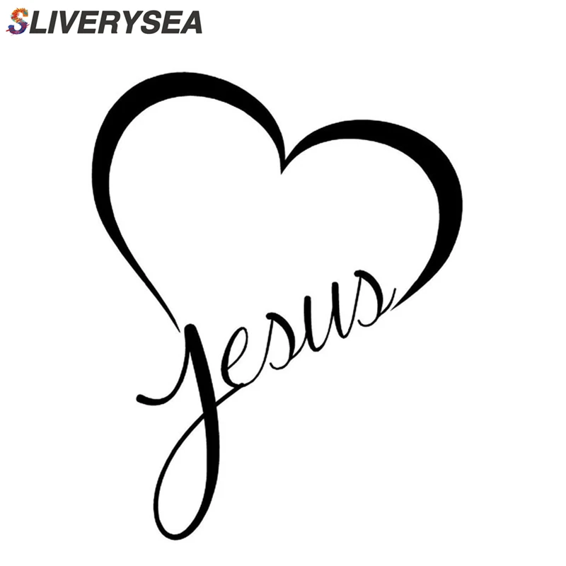 

SLIVERYSEA Jesue Heart Christian Car Sticker Automobiles Window Bumper Reflective Sticker Decals Auto Decoration Accessories