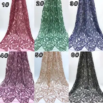 

2019 Heavy Sequins New Design African Lace Fabric French Tulle Lace Fabric For Wedding Dress Nigerian French Lace Fabric