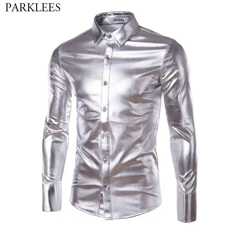 mens metallic dress shirt