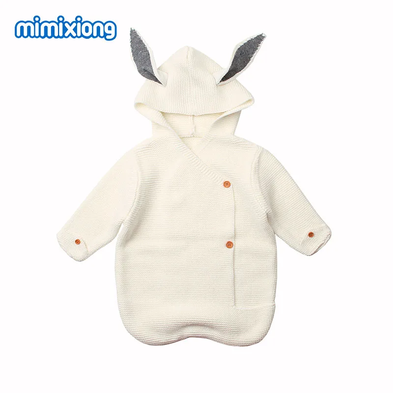 82W340 Детские спальные мешки, зимние теплые детские коляски, Infantil, пеленка, Осенние вязаные конверты с кроликом для новорожденных 0-6 месяцев - Цвет: 82W340