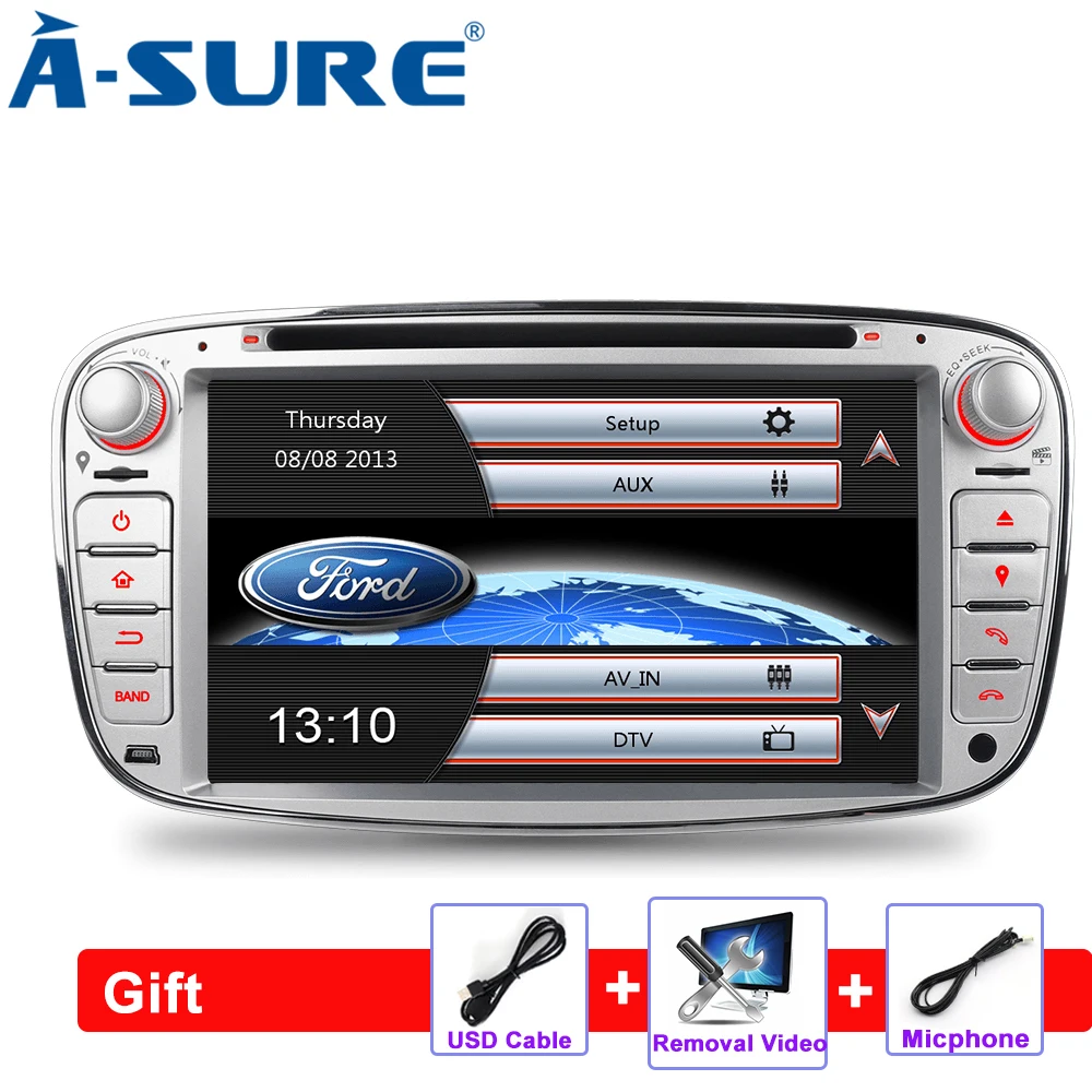 Excellent A-Sure 7" Car Auto Radio GPS Player DVD Navigation For Ford Mondeo Focus Galaxy S-Max C-Max Kuga Rear USB Port & Dual DAB+ 3