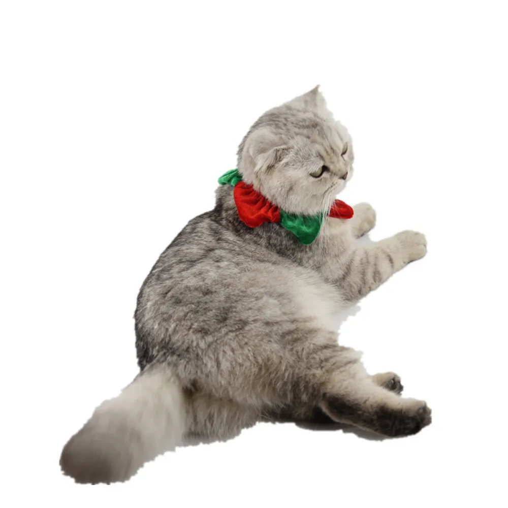 Christmas Red And Green Stitching Collar Protective Ring Pet Cat Puppy Collar Christmas Decorations For Home