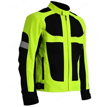 

Winter Reflective Jacket+Motocross Racing Reflective Safety Jacket Clothing With Protective Gear Fluorescent Green for Winter