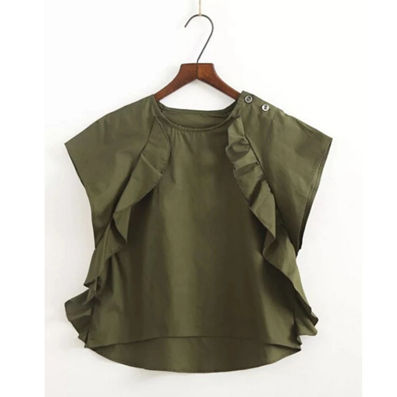 Sexy botones O volantes 2017 Nuevo las mujeres, Blusa de manga corta tops para mujer|blusa femme|short sleeve blouseruffle shirt - AliExpress