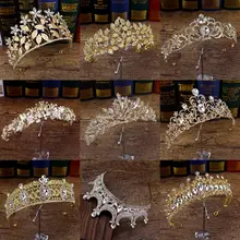 Corona barroca de lujo de cristal para mujeres Vinatge Queen Tiara nupcial diadema de novia diadema dorada Prom niñas accesorios para el cabello de boda