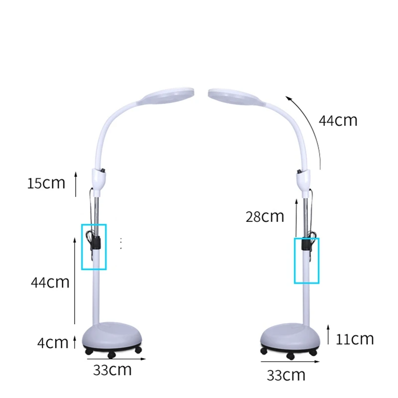 Lâmpada de Assoalho Kinlams Beleza Bordado Lâmpada Ajustável 8x Ampliar Luz Fria Cílios Ler Prego Tatto Salão Led 11 Luminárias de pé