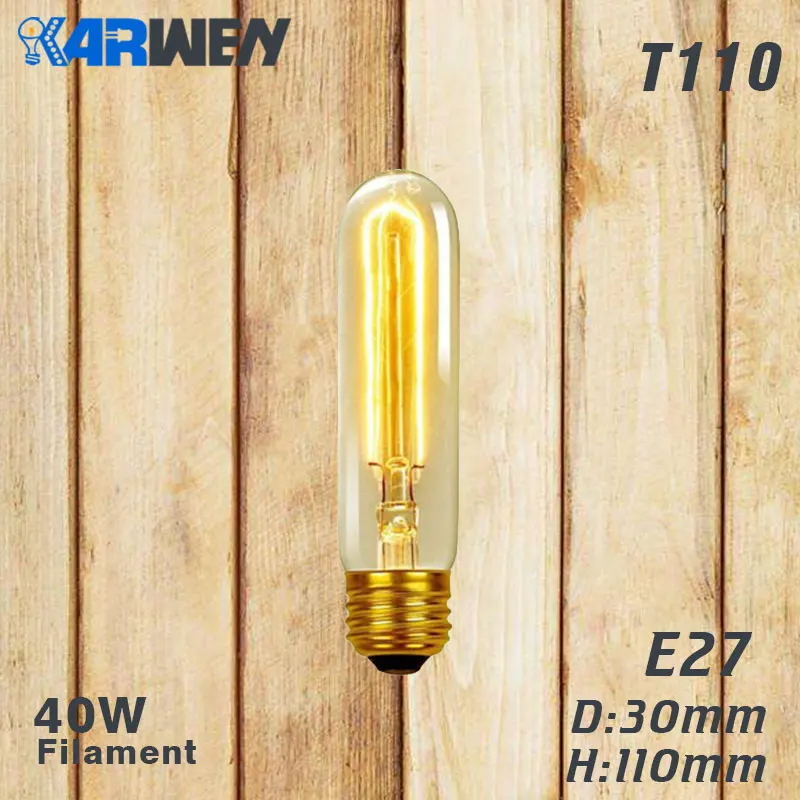 Эдисон лампы E27 лампа накаливания Ретро лампа 40W 220V ST64 A19 T45 T10 G80 G95 Античная Винтаж лампа Эдисона лампа накаливания светильник лампочка - Цвет: T10 filament