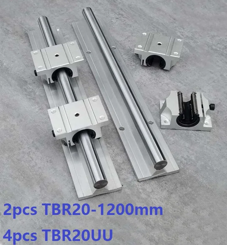 

2pcs TBR20 -L 1200mm linear rail guide support + 4pcs TBR20UU blocks linear bearing blocks CNC router parts linear guide