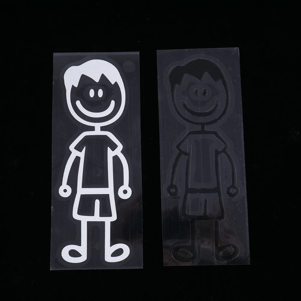 10 шт./лот, наклейка на автомобиль для членов семьи, Декоративная Виниловая наклейка для автомобиля, съемная черная/белая